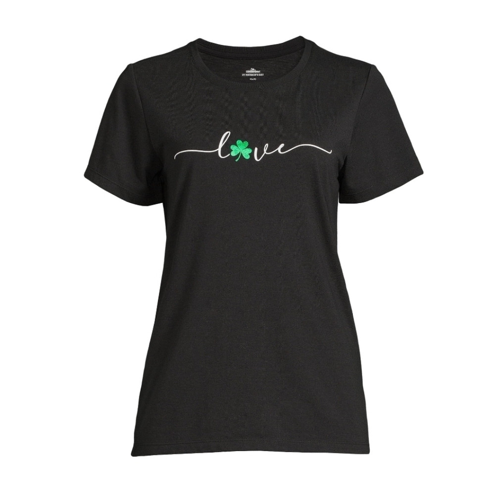 Womens Black Love St. Patrick's Day Graphic O'Clover T-Shirt - M (8/10)